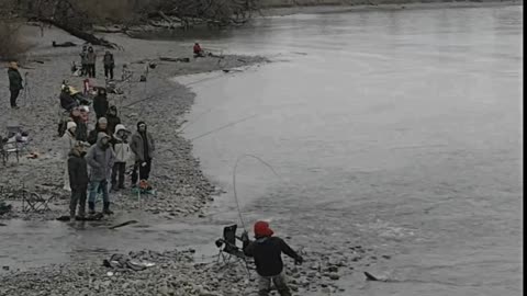 Drone Captures Man Caching A Fish At Wilmot Creek Natural Area