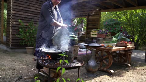 Harvesting Vegetables and Cooking Dinner for Wooden House Builders, Funny Pets