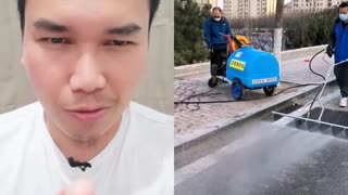 see how this machine road cleaning works