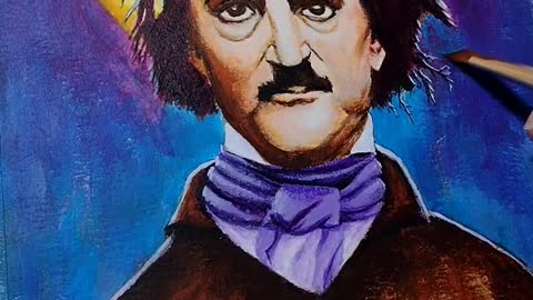 Edgar Allan Poe acrylic painting