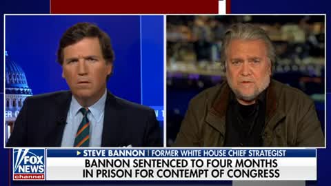 Tucker with Steve Bannon sentenced to 4 months in prison today for ignoring subpoena | 10/21/22