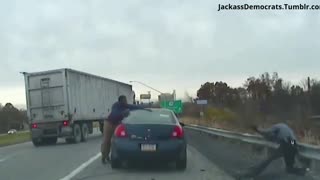 Police Shootout On Side Of Interstate