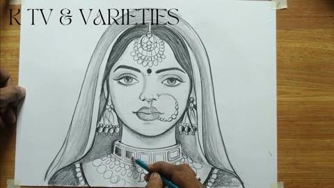 How to draw a traditional marriage picture of a beautiful girl with dupatta Pencil Sketch.