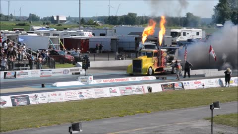 Shockwave Jet Truck racing at Toronto Motorsports Park,Cayuga, Ontario