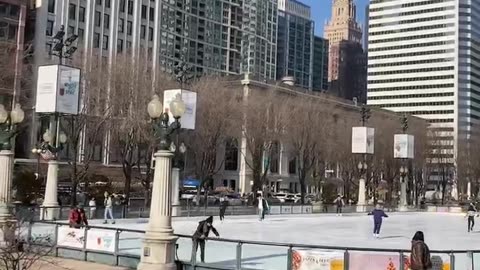 Ice skating at Millennium park Chicago