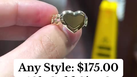 Ladies Cuban Link Engravable Heart Rings