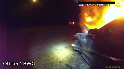 Bodycam footage shows Virginia police pull driver out of burning car after chase