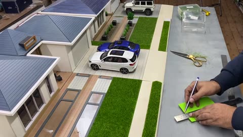 Building a Mini Modern House at Miniature Suburb Street
