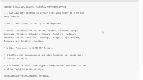 Musing and Warning Over Heat Advisory In My Area