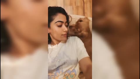Rashmika Mandanna Playing Her Cute Dogs Puppy