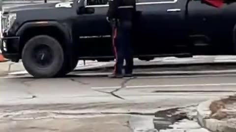 Police stop anyone "Honking or Flying The Flag" in Edmonton, Canada