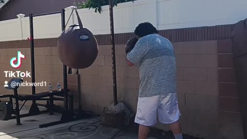 100 Pound Wrecking ball Bag Workout Part 15. Boxing