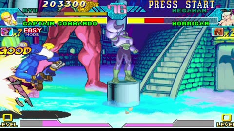 Ryu + Captain Commando vs Megaman + Morrigan