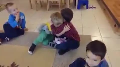hugging children