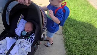 Little Boy Meets His New Baby Brother