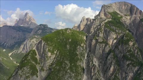 aerial italy dolomites drone mountians trees wilderness beauty europe