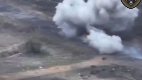 A stunning backflip from a Russian armored vehicle, apparently in a hurry to get