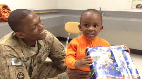 Deployed soldier arrives home early to surprise his son!