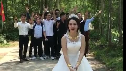bride to flower, a strange thing in Asia