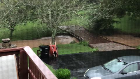 Creek about to flow over the bridge!