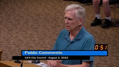 Tony - Public Comment at the 8/2/22 CDA City Council Meeting