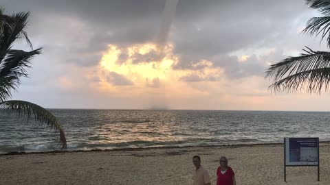 Waterspout Hovers Over Mexican Beach