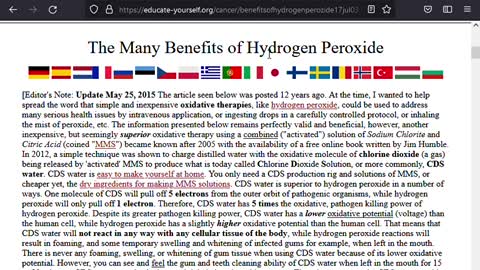 The Many Benefits of Hydrogen Peroxide by Dr. David G. Williams