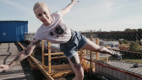 Girl trying to walk on railway track🙄🤔