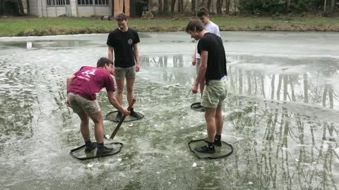 Careless Kids Play Unthinkable Game On Frozen Lake