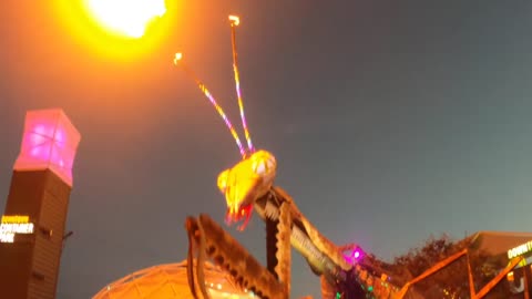 Giant, flame-shooting Praying Mantis in Las Vegas' Container Park: It's always hungry and stylish