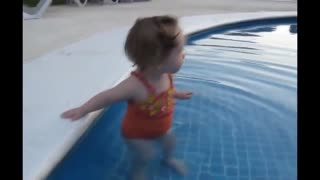 Adorable baby wants to swim