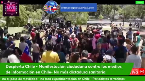 Falsa pandemia de Covid 19 - Protestas en Chile frente a Canal 13, Dic. 2021 (Humanos x la verdad))