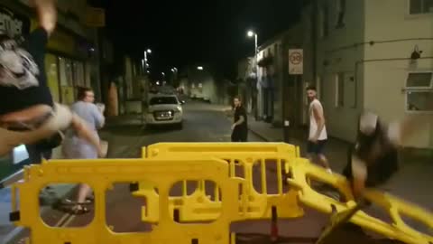 Guy Tries to Jump over Barricade ...See What Happens