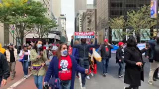 Marching through Manhattan with a YUGE MAGA Flag! #ThisIsMAGACountry