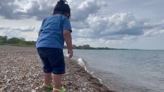 Kid having fun in beach