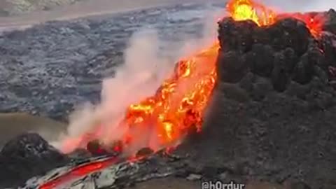 A volcano erupting and throwing lava is a very frightening sight