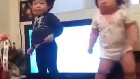 Funny baby crazy dance step