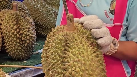 Thai_Woman_s_Giant_Durian_Cutting_Skills_-__Fruit_Cutting_Skills #food