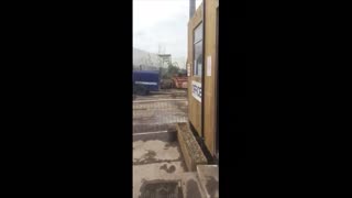 Construction Worker Tries Fire Breathing