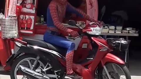 Spider-Man Spotted Selling Ice Cream