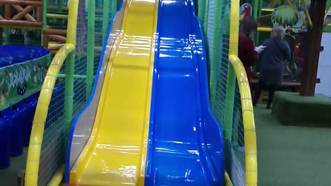 my son and I ride a big slide