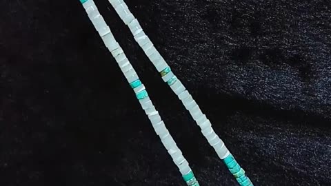 Natural turquoise heishi beads with mop handmade necklace full strand 16inch 20240325-02-08