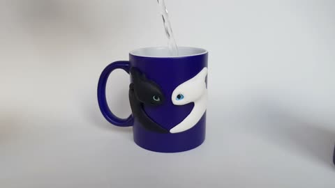 Blue Chameleon Cup Toothless and Light Fury "How to Train Your Dragon, Love" polymer Mug AnneAlArt