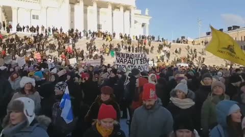 Large protest against vaccine passports and vaccine mandates in Helsinki, the capital of Finland.