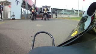Sidecar POV with Motorcyclist on Race Track