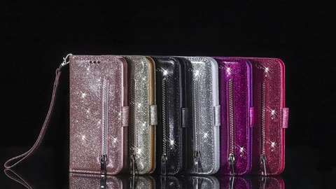 Wallet Glitter Card Slots Flip Leather Case For Samsung Galaxy S23 Ultra S22