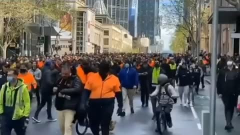 Australian chanting Freedom - australians are fighting back