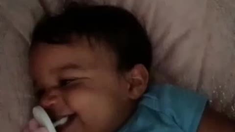 Funny baby love to play