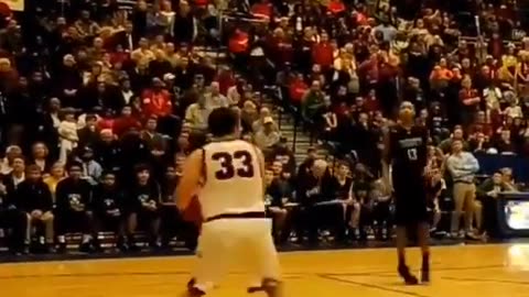 Crazy basketball shot by teen