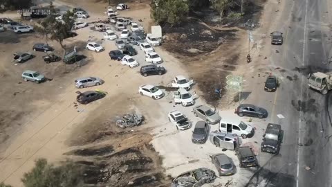 Bird's Eye View Of Nature Party Music Festival After Hamas Attack